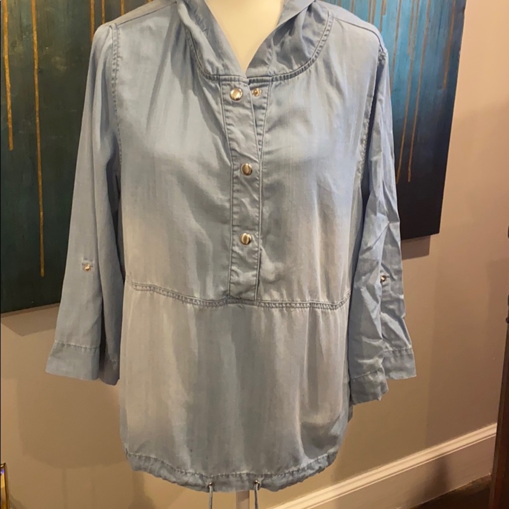 Blue Jean look  tunic top with hoodie